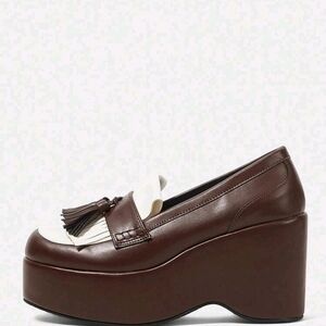 Sugarpunk Brown and White Platform Loafers New In Box Sz 8